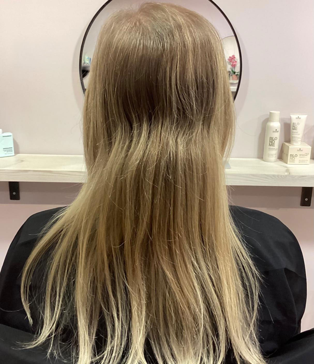 A before image of a clients blonde hair